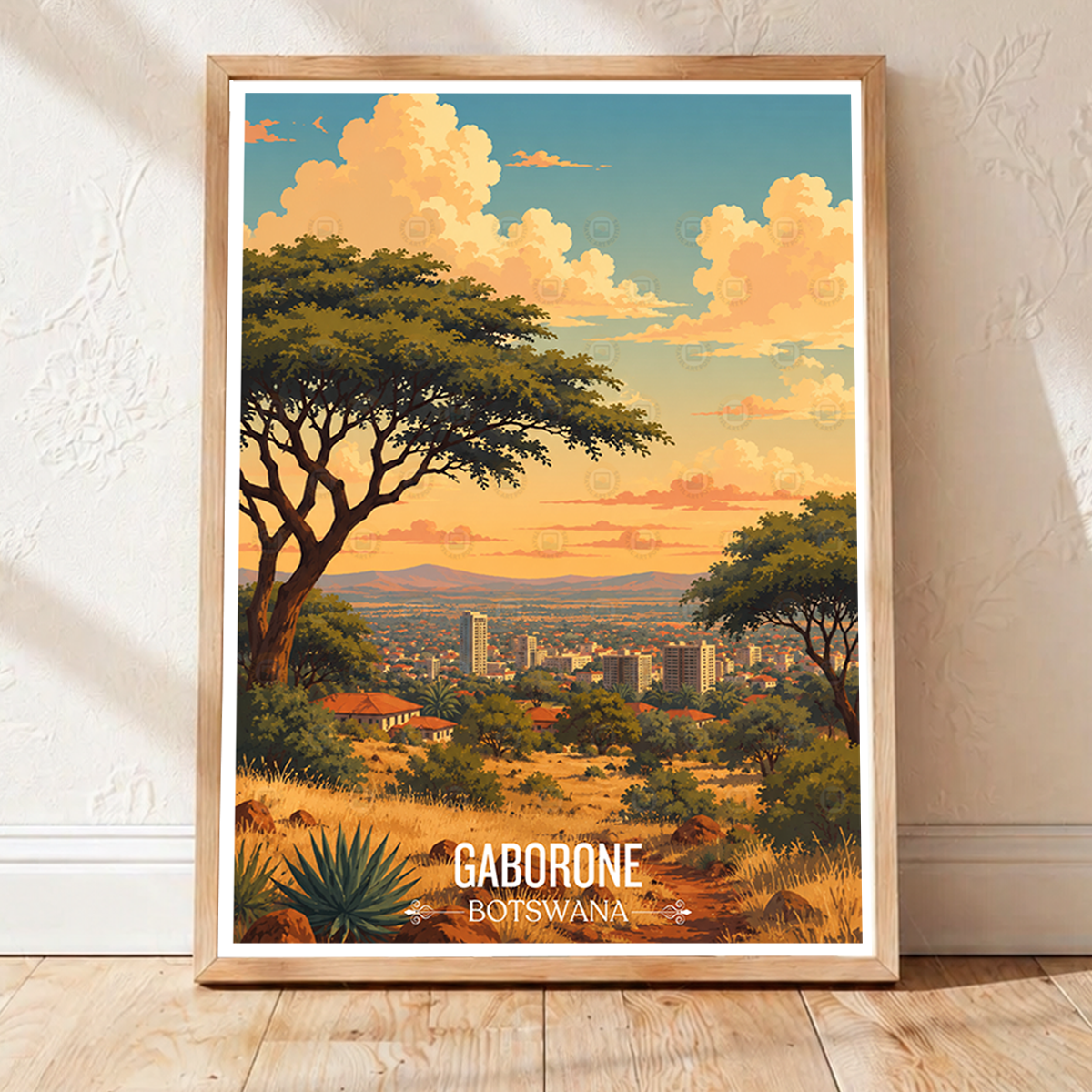 Gaborone - Botswana - Travel Wall Art Deco Poster Print - Travel Art Poster Print