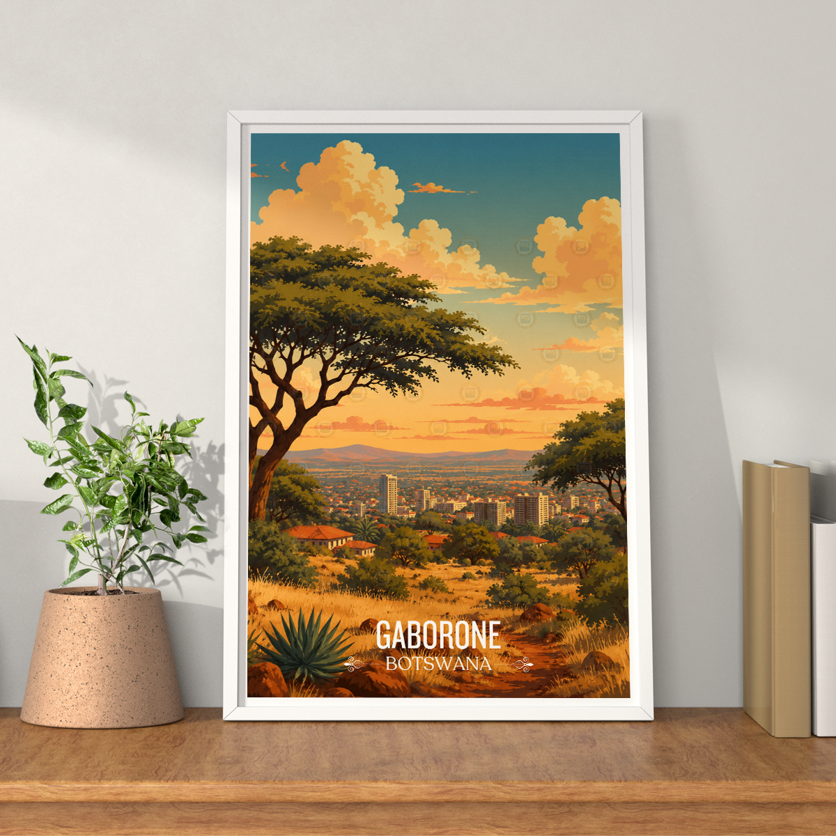Gaborone - Botswana - Travel Wall Art Deco Poster Print - Travel Art Poster Print