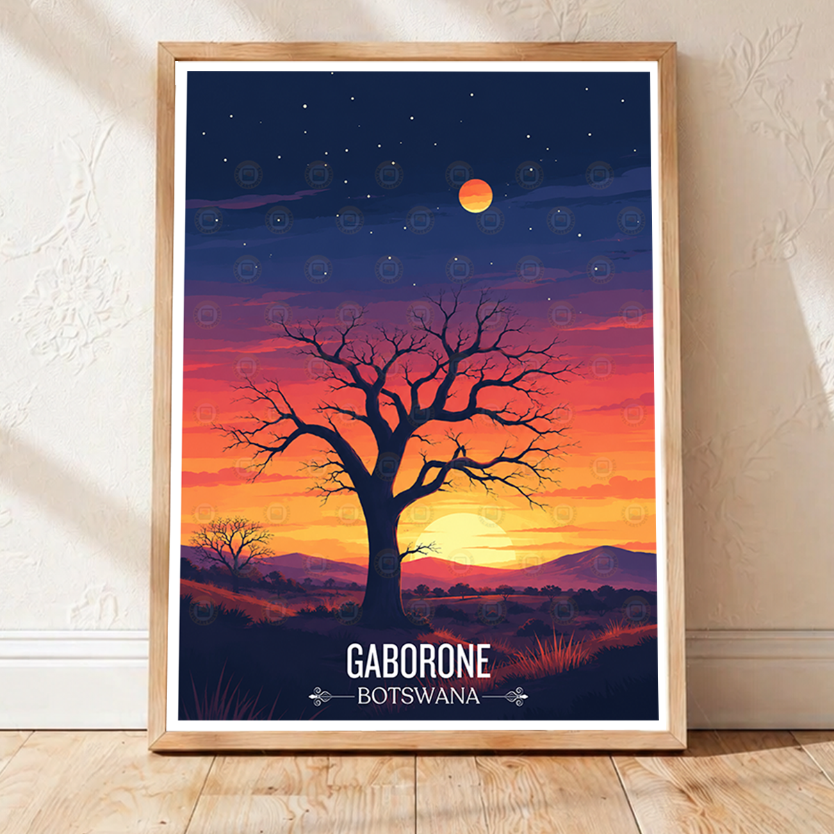 Gaborone - Botswana - Travel Wall Art Deco Poster Print - Travel Art Poster Print