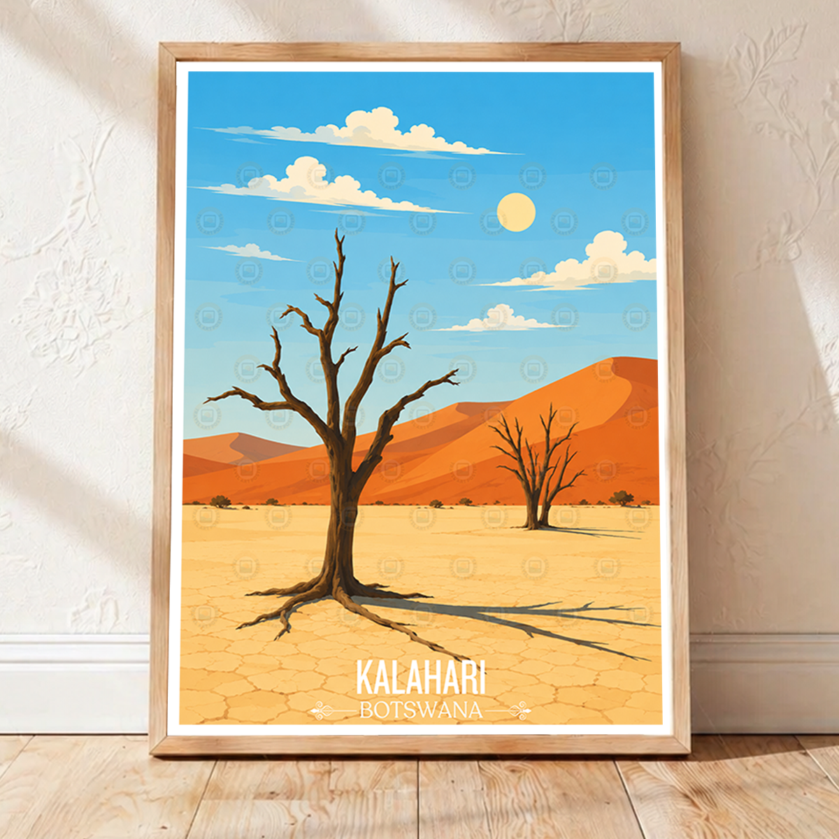 Kalahari - Botswana - Travel Wall Art Deco Poster Print - Travel Art Poster Print