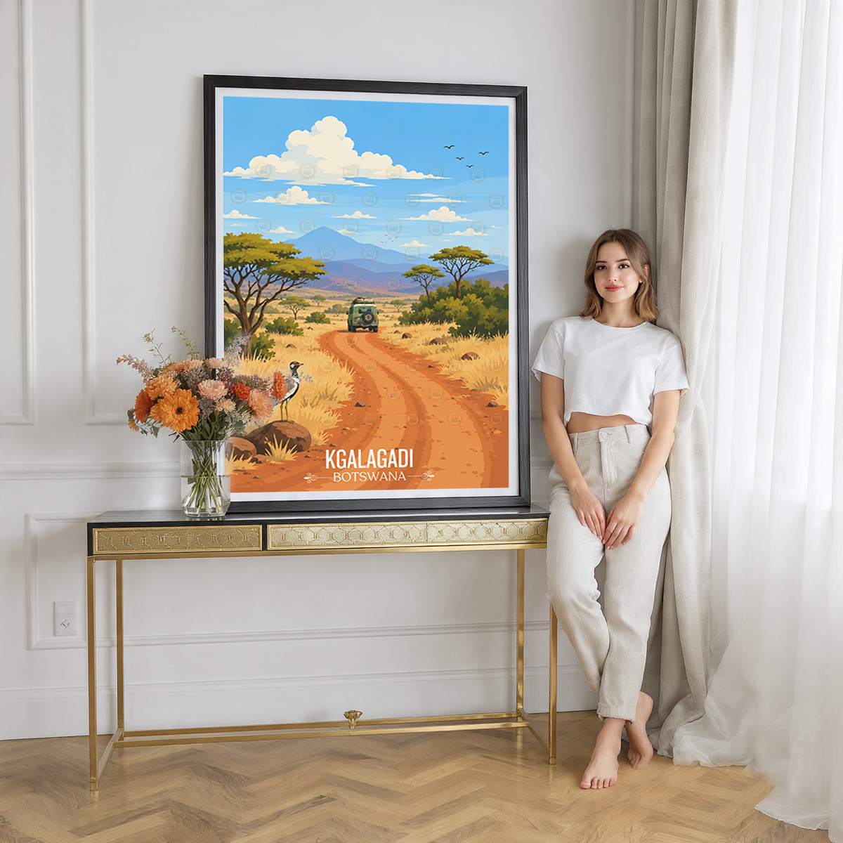 Kgalagadi - Botswana - Travel Wall Art Deco Poster Print - Travel Art Poster Print