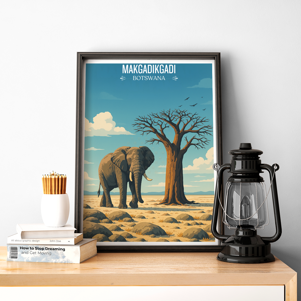 Makgadikgadi - Botswana - Travel Wall Art Deco Poster Print - Travel Art Poster Print