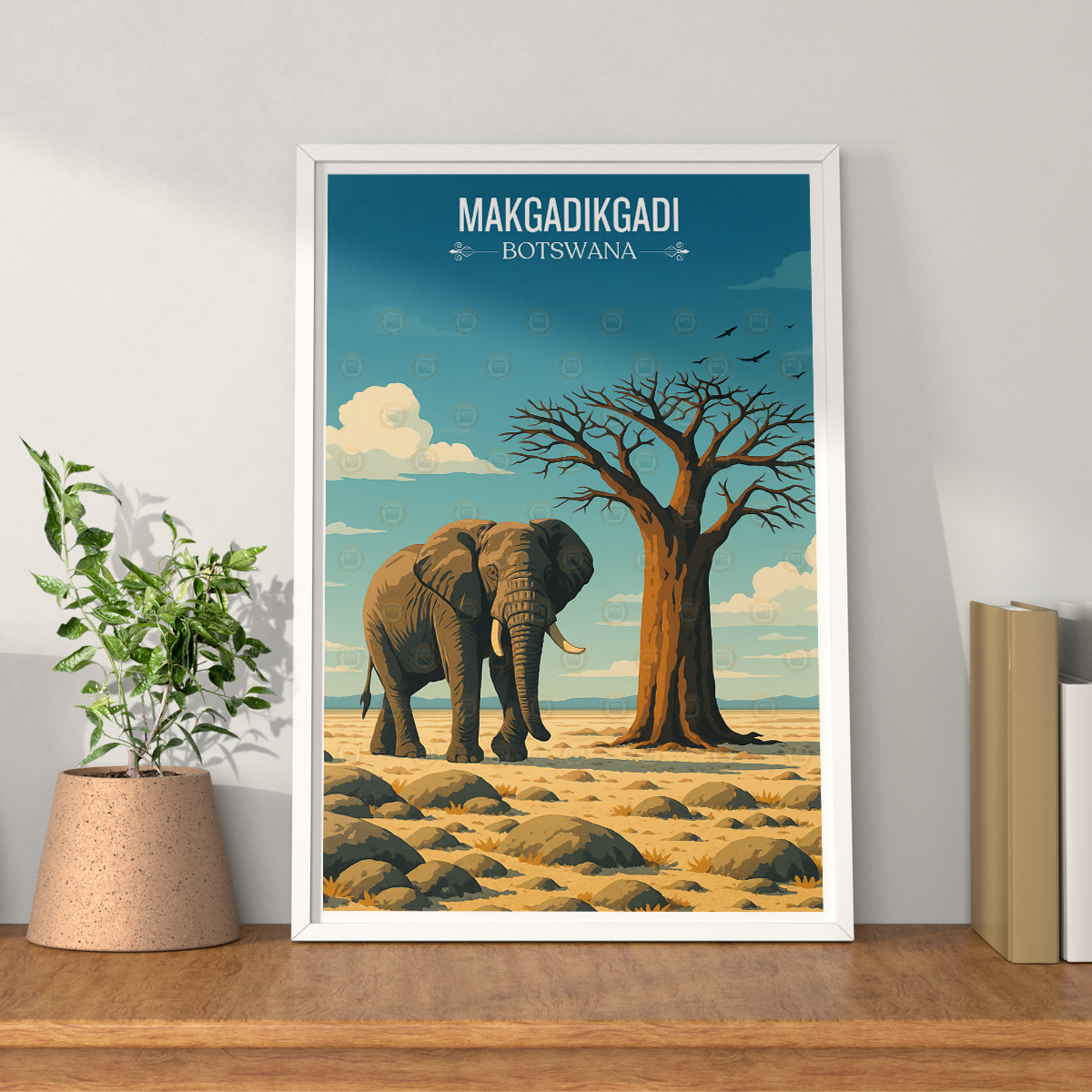 Makgadikgadi - Botswana - Travel Wall Art Deco Poster Print - Travel Art Poster Print