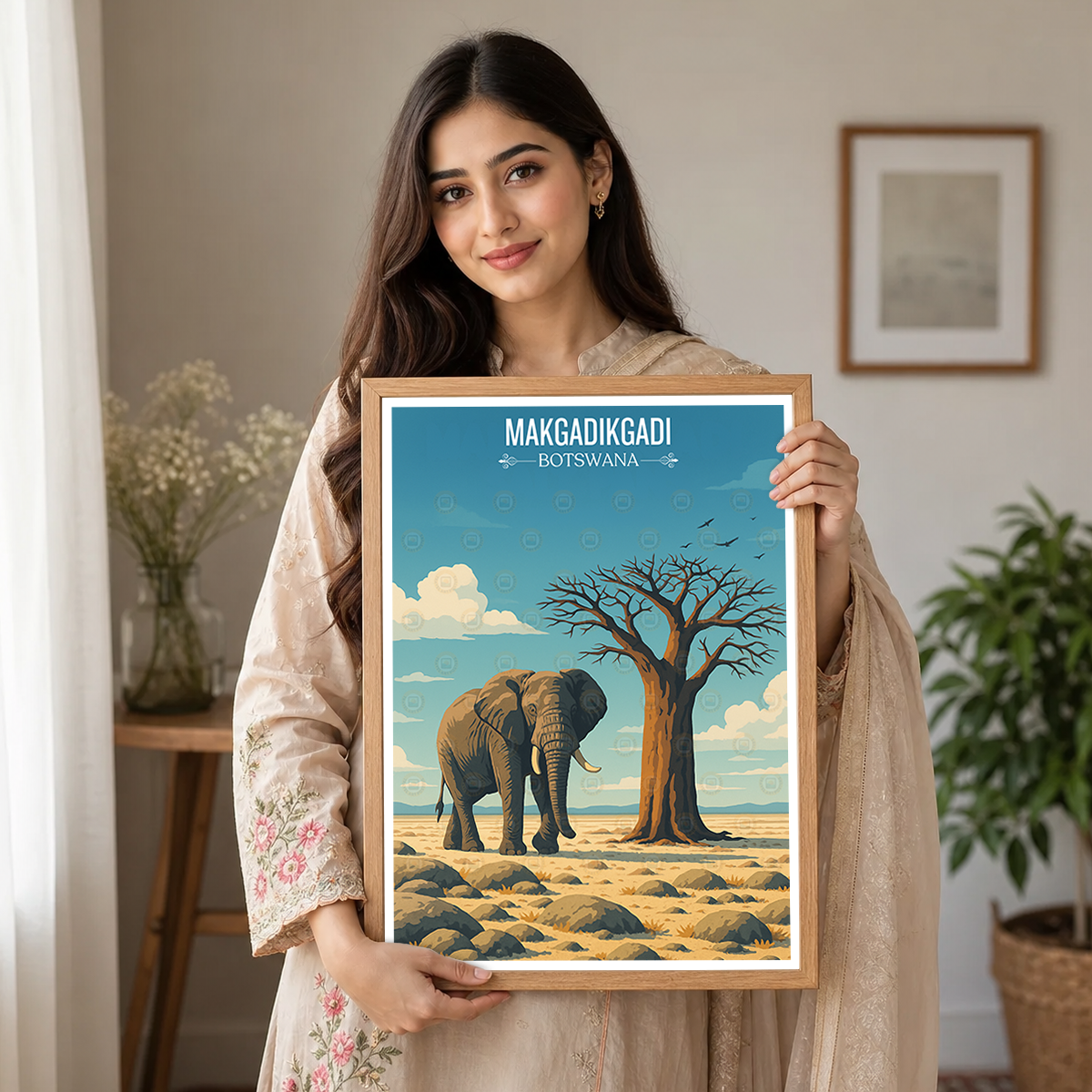 Makgadikgadi - Botswana - Travel Wall Art Deco Poster Print - Travel Art Poster Print