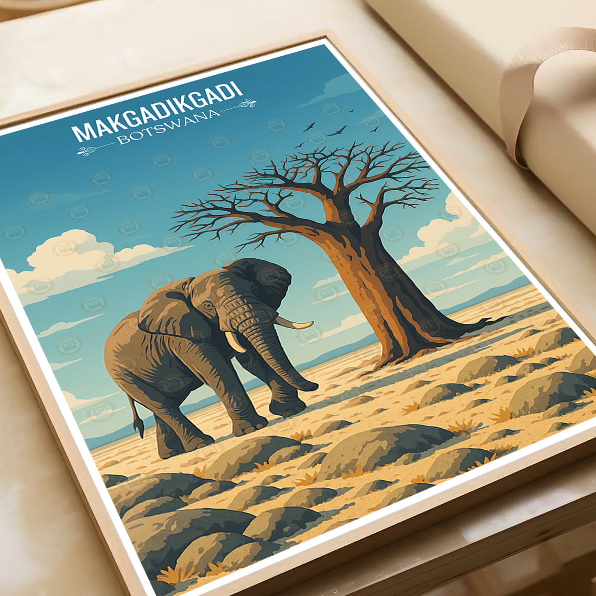 Makgadikgadi - Botswana - Travel Wall Art Deco Poster Print - Travel Art Poster Print