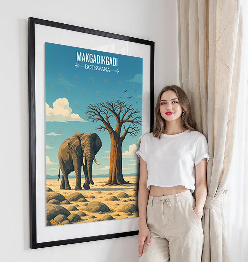 Makgadikgadi - Botswana - Travel Wall Art Deco Poster Print - Travel Art Poster Print