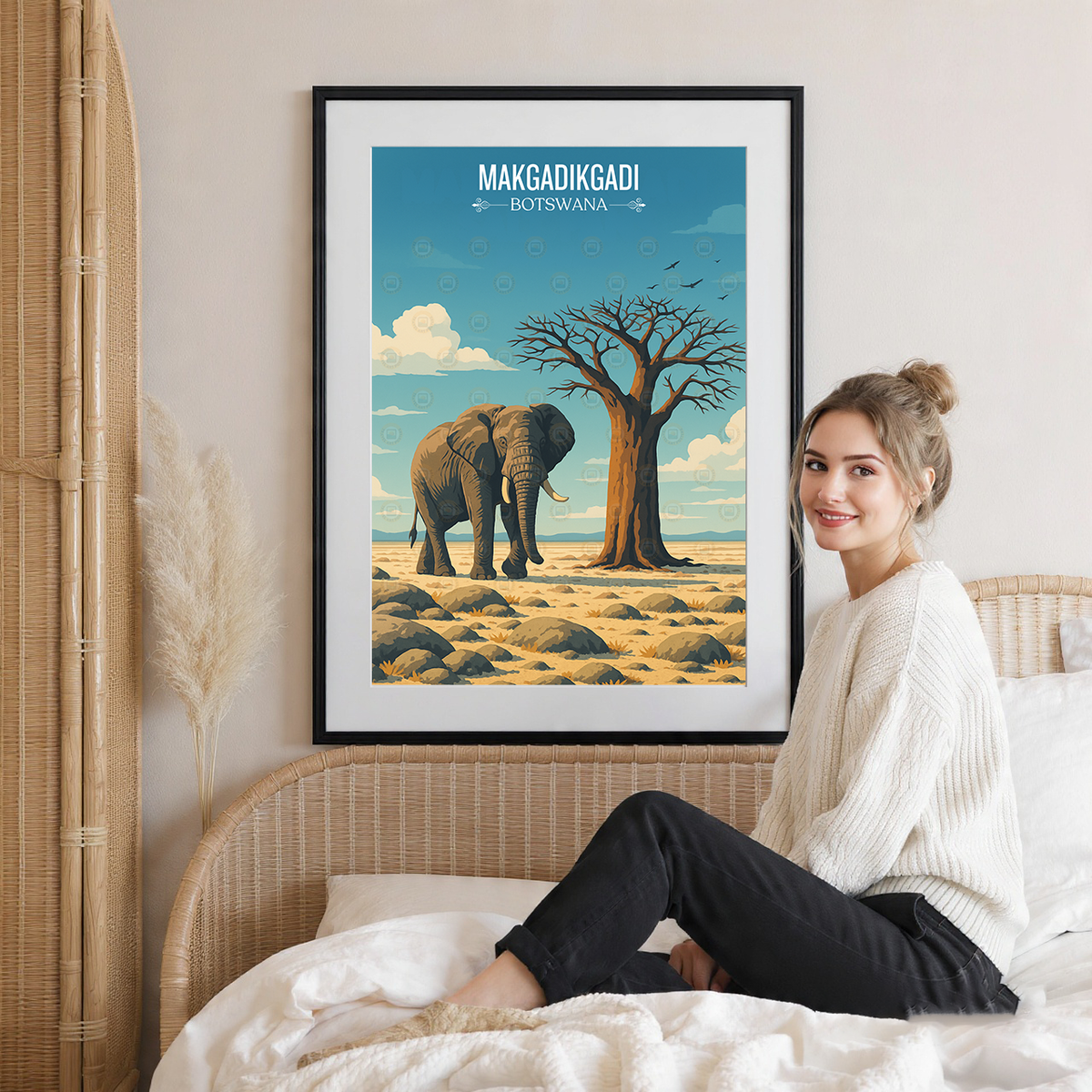 Makgadikgadi - Botswana - Travel Wall Art Deco Poster Print - Travel Art Poster Print