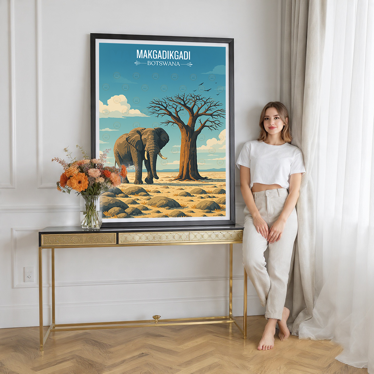 Makgadikgadi - Botswana - Travel Wall Art Deco Poster Print - Travel Art Poster Print