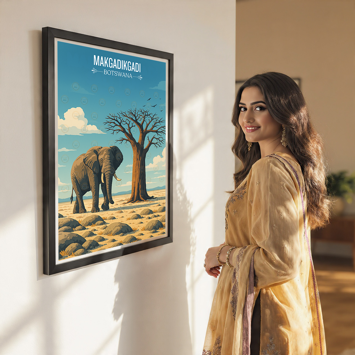 Makgadikgadi - Botswana - Travel Wall Art Deco Poster Print - Travel Art Poster Print