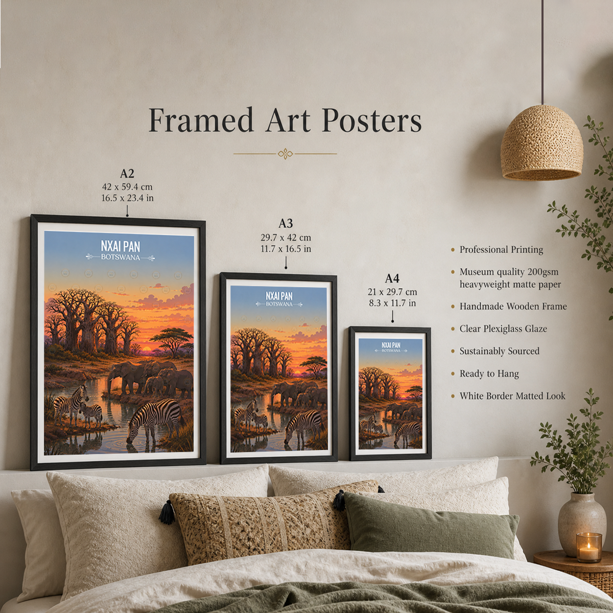 Nxai Pan - Botswana - Travel Wall Art Deco Poster Print - Travel Art Poster Print