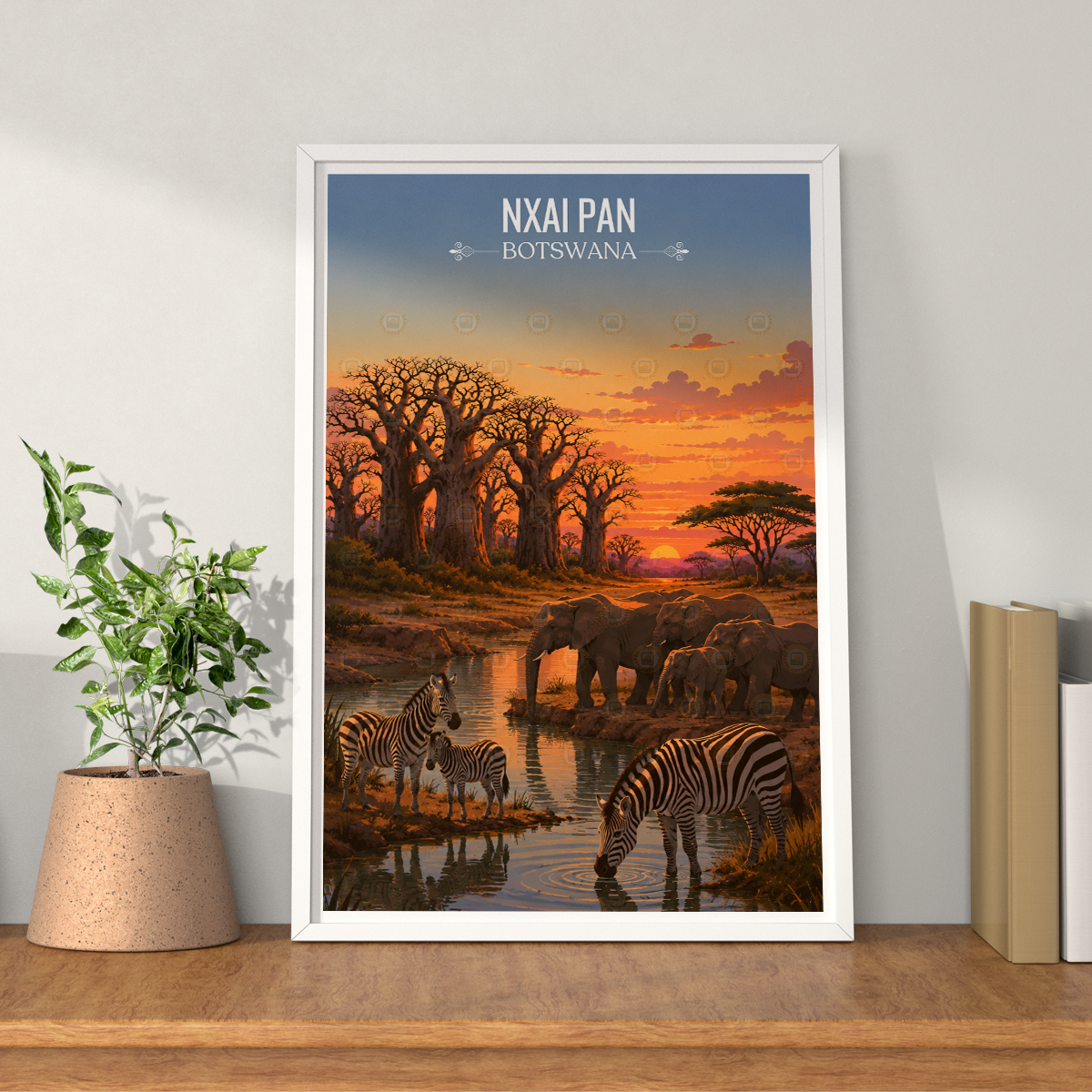 Nxai Pan - Botswana - Travel Wall Art Deco Poster Print - Travel Art Poster Print