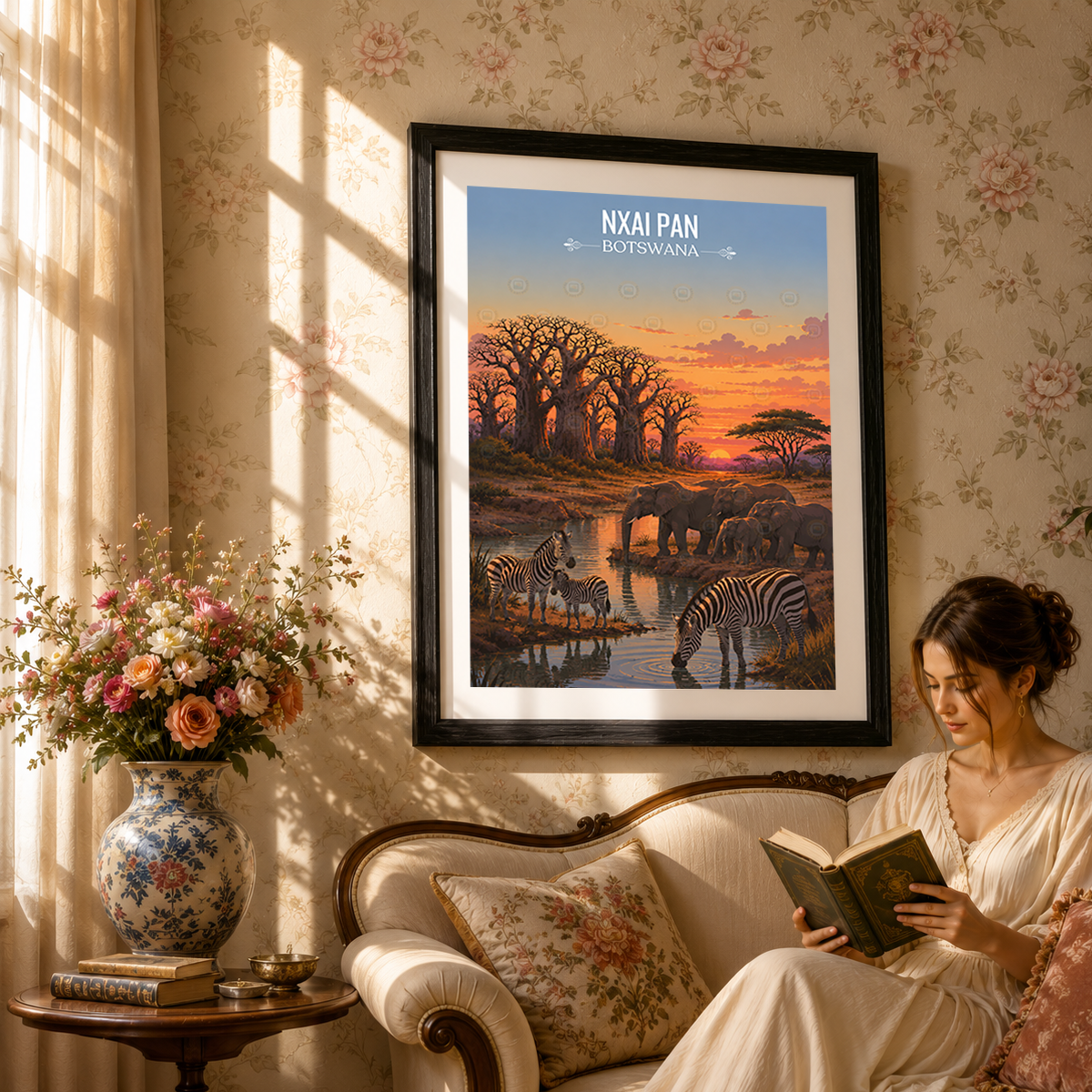 Nxai Pan - Botswana - Travel Wall Art Deco Poster Print - Travel Art Poster Print