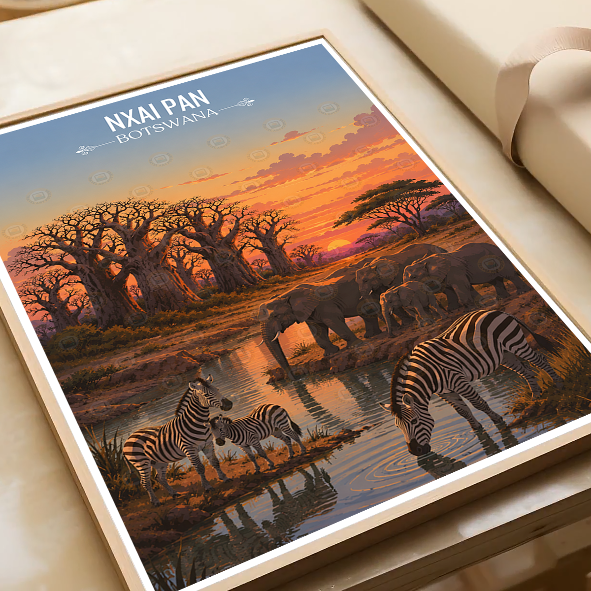 Nxai Pan - Botswana - Travel Wall Art Deco Poster Print - Travel Art Poster Print