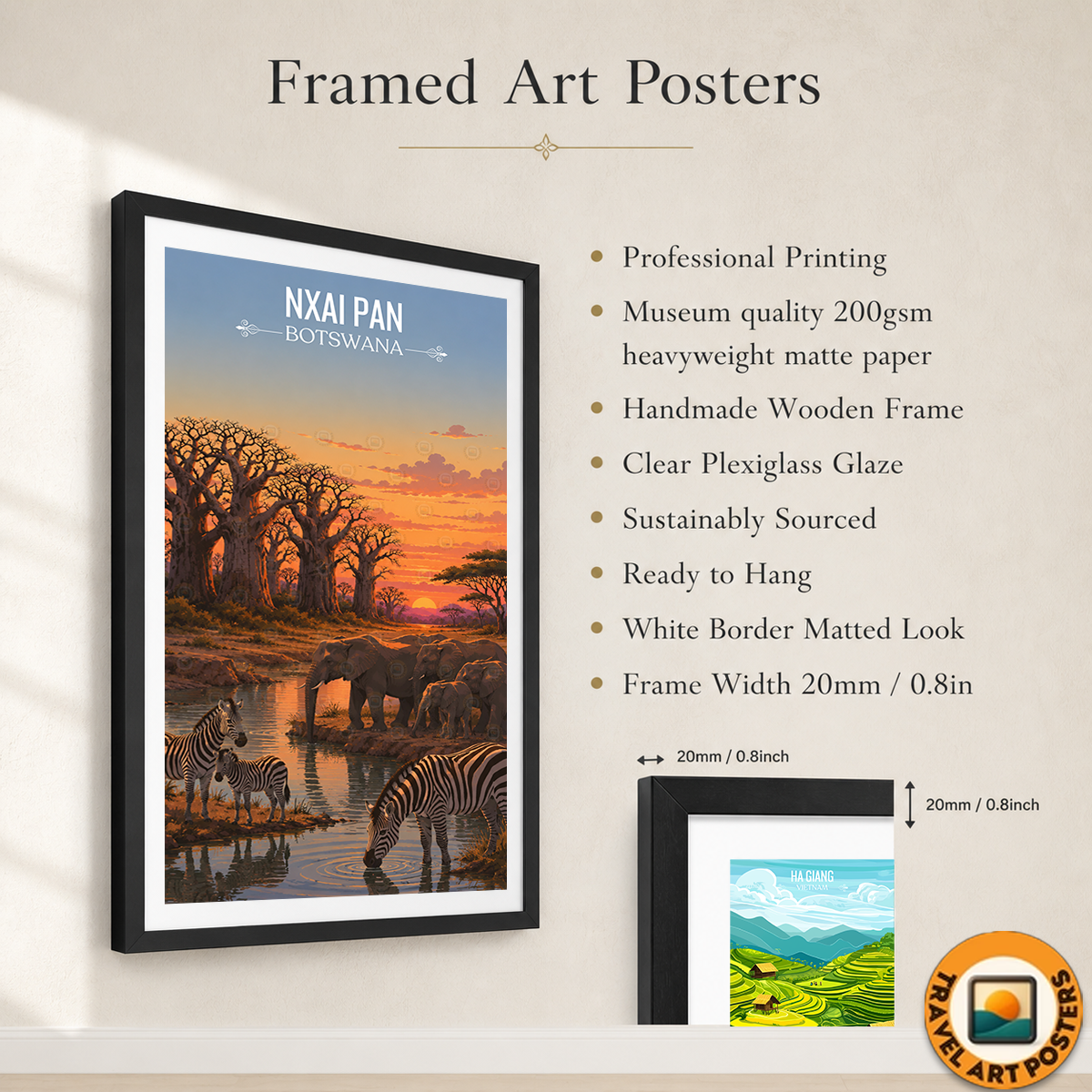 Nxai Pan - Botswana - Travel Wall Art Deco Poster Print - Travel Art Poster Print