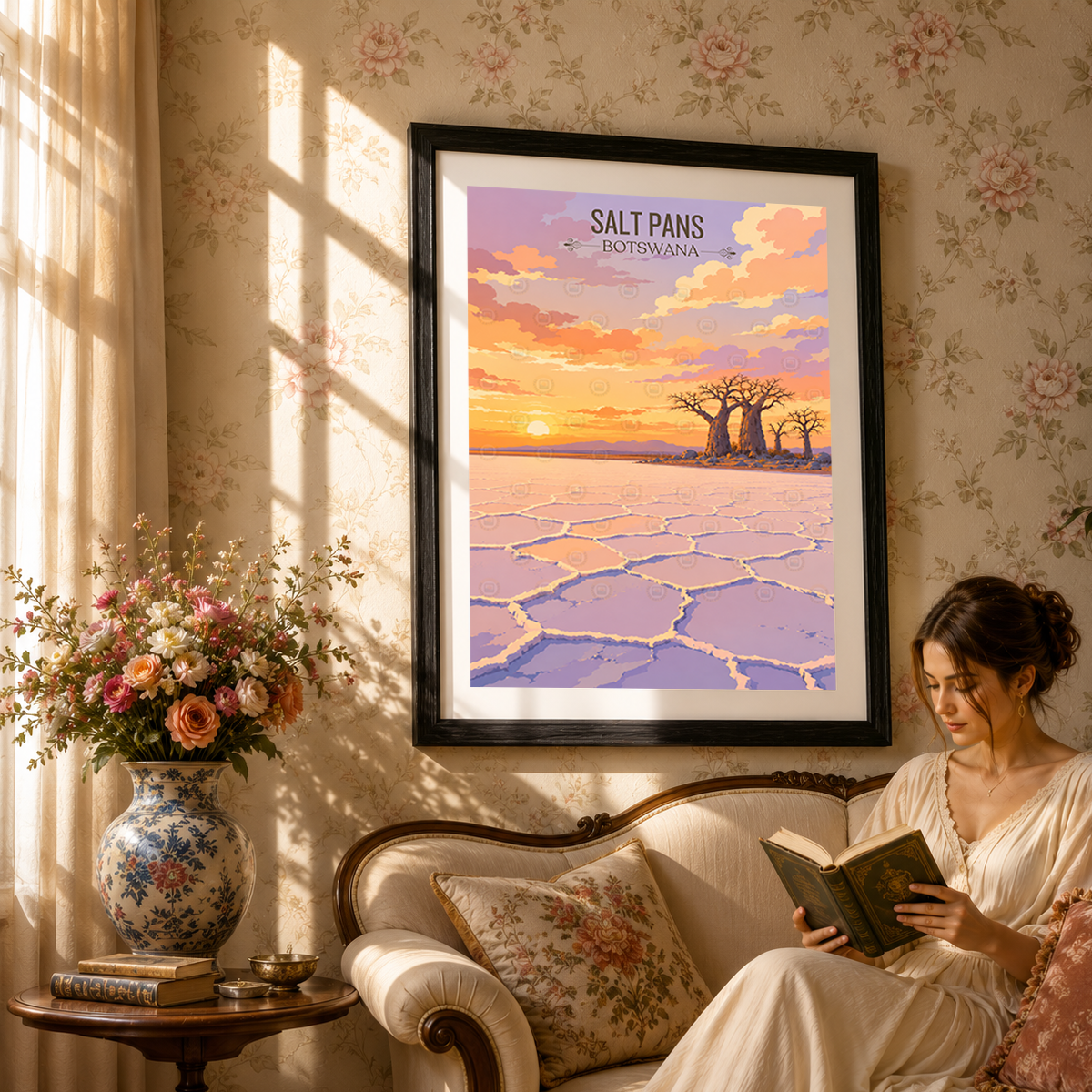Salt Pans - Botswana - Travel Wall Art Deco Poster Print - Travel Art Poster Print
