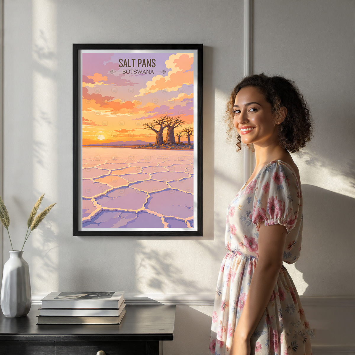 Salt Pans - Botswana - Travel Wall Art Deco Poster Print - Travel Art Poster Print