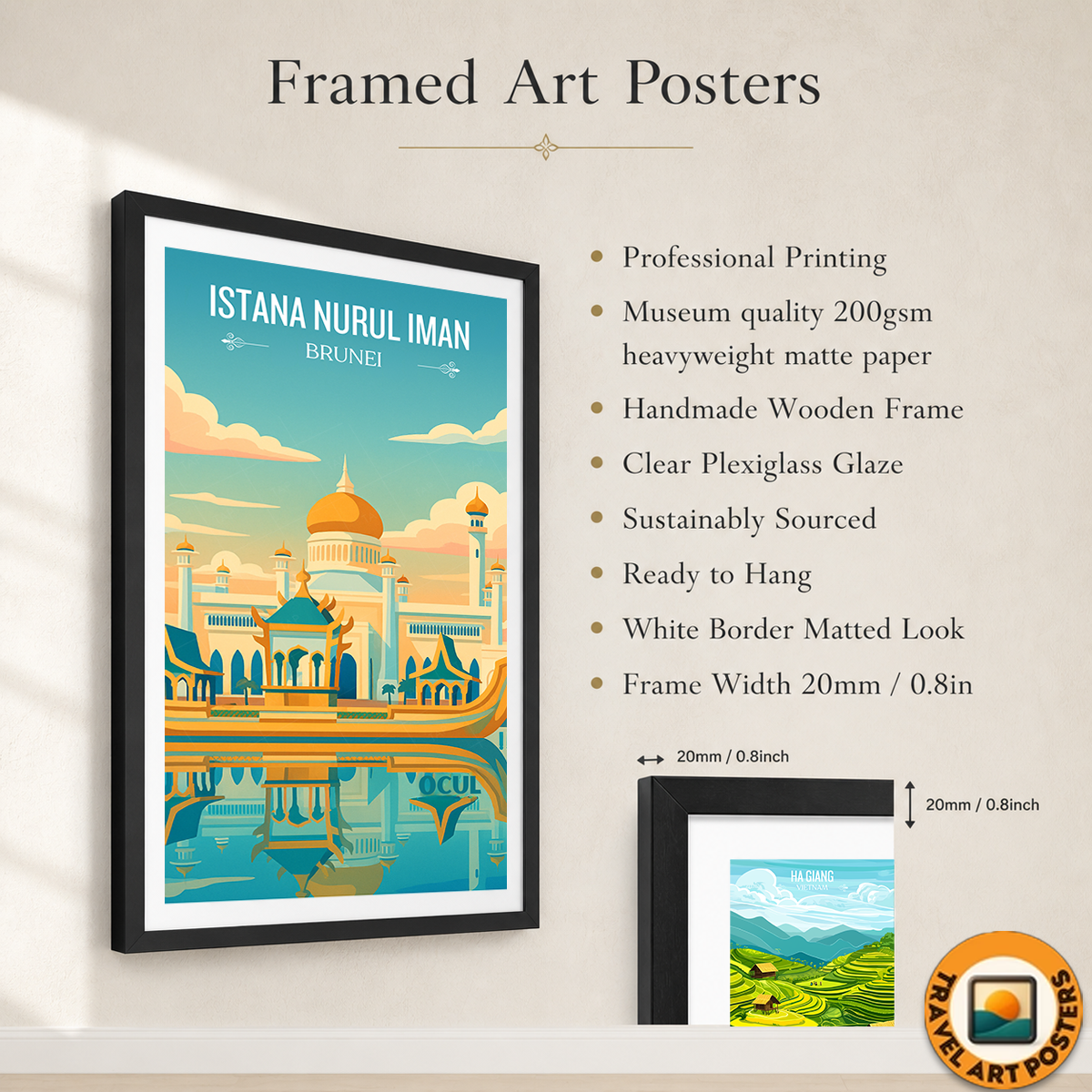 Istana Nurul Iman - Brunei - Travel Wall Art Print - Art Print - Travel Art Poster