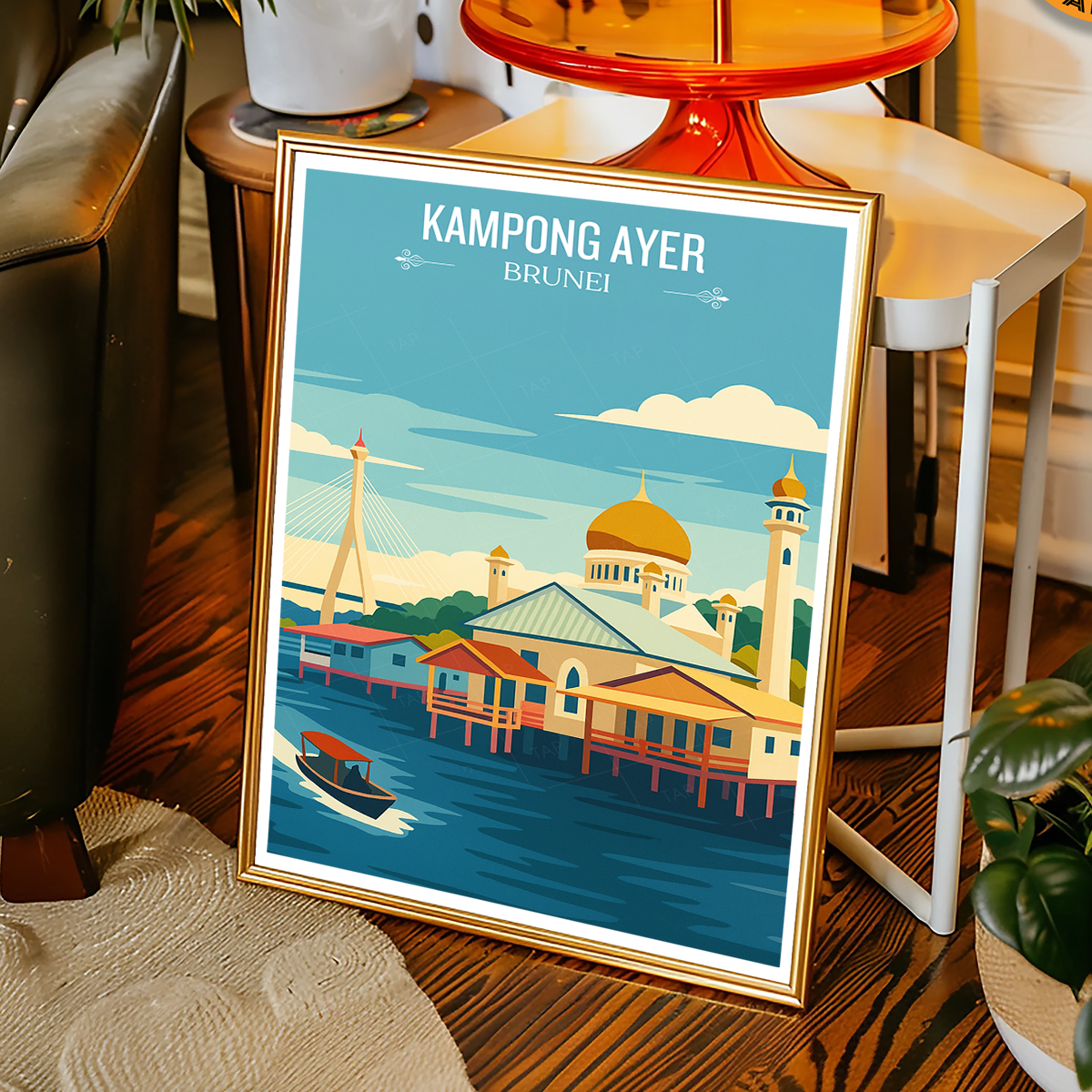 Kampong Ayer - Brunei - Travel Wall Art Print - Art Print - Travel Art Poster