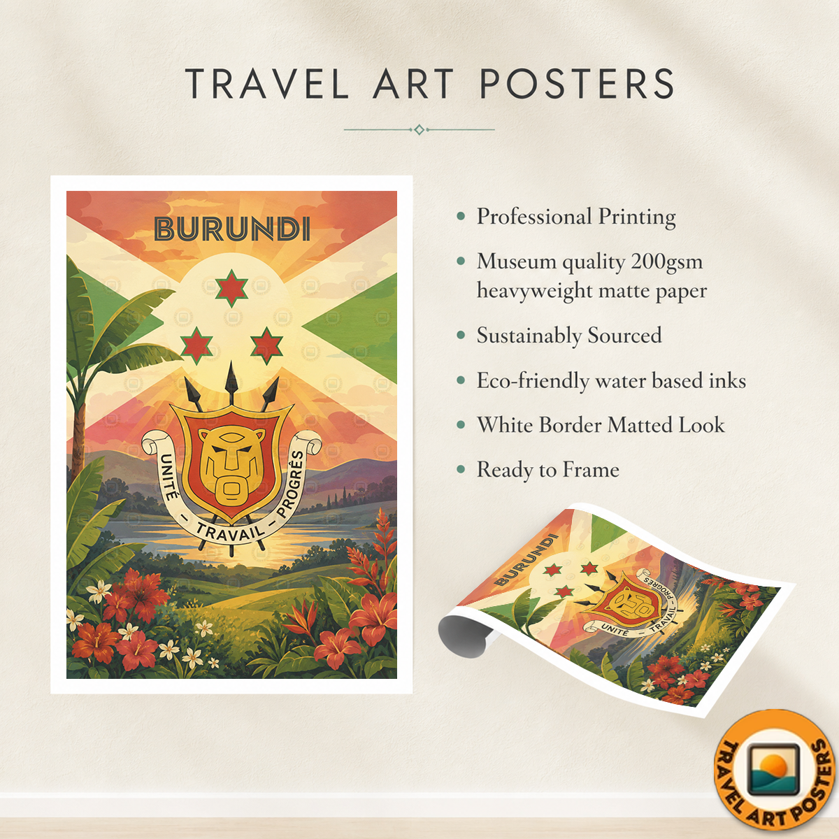 Burundi - Travel Art Print Wall Deco Poster - Travel Art Poster Print