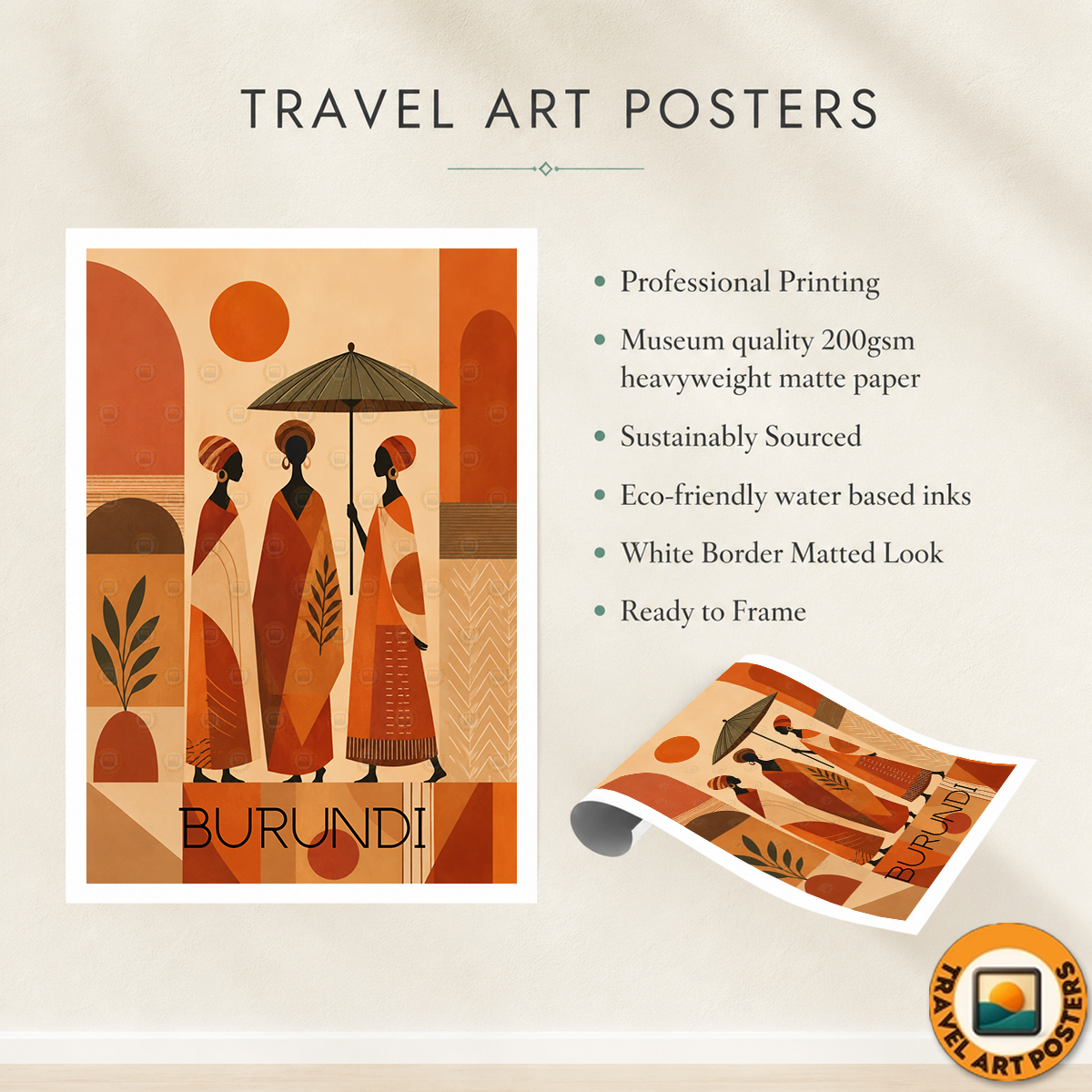 Burundi - Travel Art Print Wall Deco Poster - Travel Art Poster Print