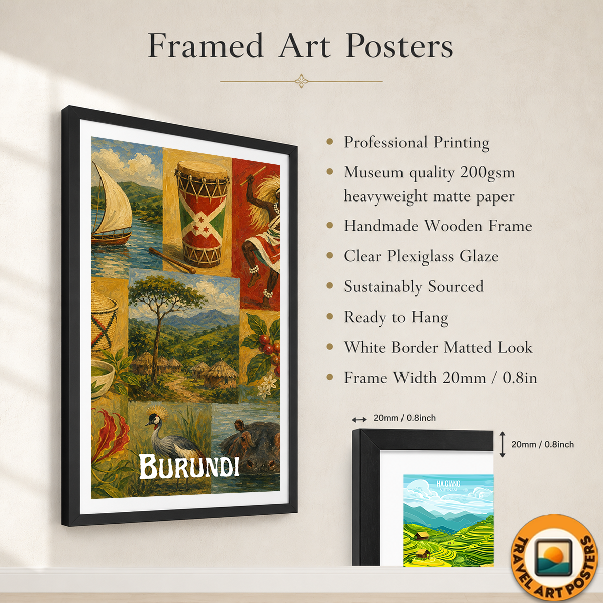 Burundi - Travel Art Print Wall Deco Poster - Travel Art Poster Print