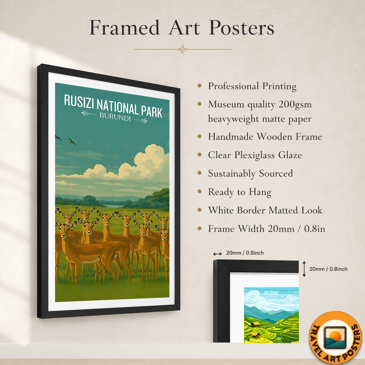Rusizi National Park - Burundi - Travel Art Print Wall Deco Poster - Travel Art Poster Print
