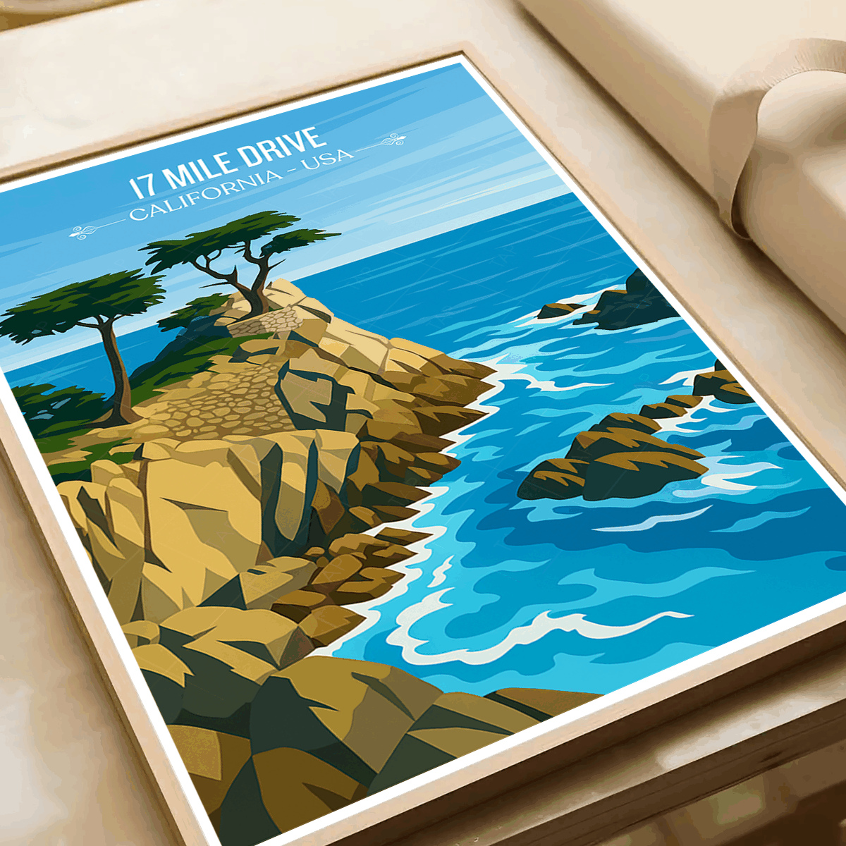 17 Mile Drive - California - USA - Travel Wall Art Deco Poster Print | Modern Style - Travel Art Poster Print