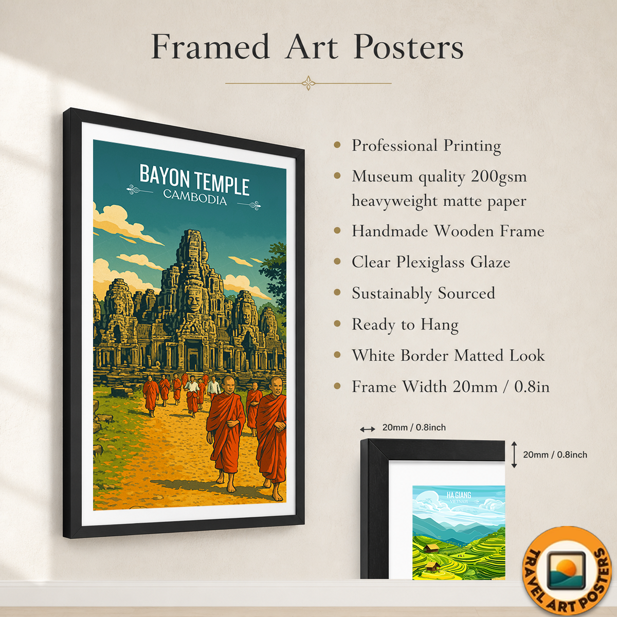 Bayon Temple - Cambodia - Travel Wall Art Print - Art Print - Travel Art Poster