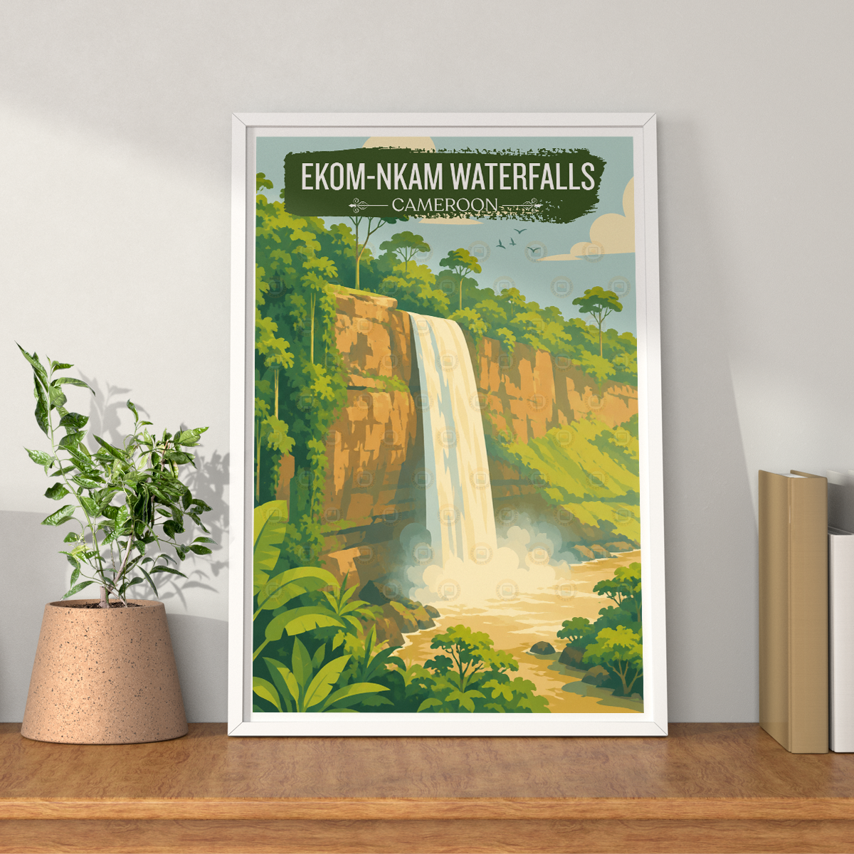 Ekom-Nkam Waterfalls - Cameroon - Travel Art Print Wall Deco Poster