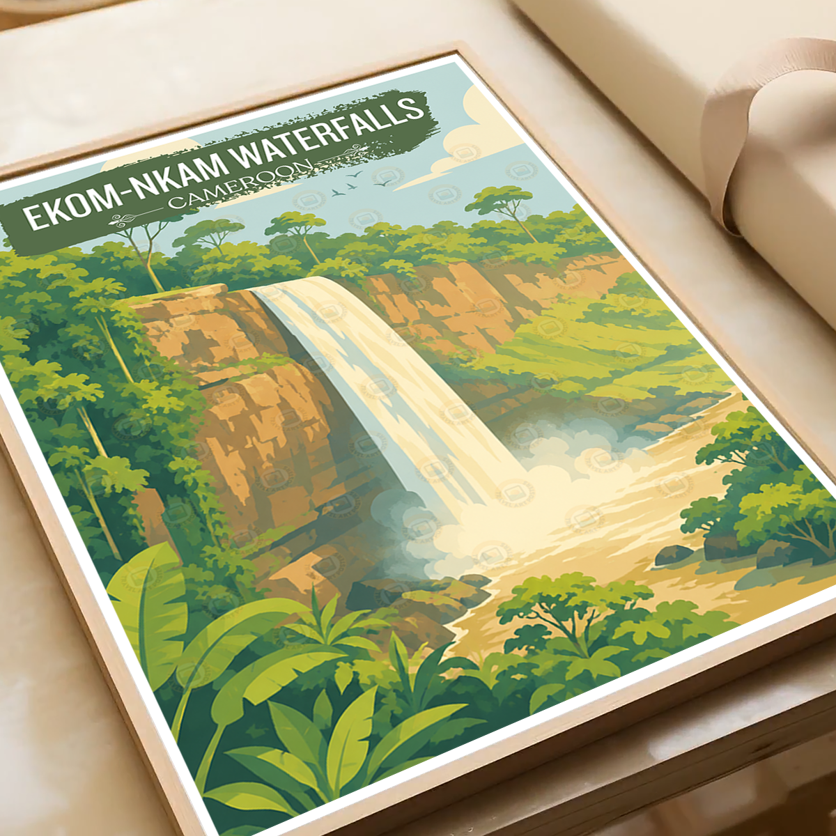 Ekom-Nkam Waterfalls - Cameroon - Travel Art Print Wall Deco Poster