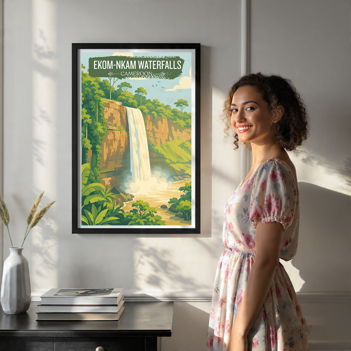 Ekom-Nkam Waterfalls - Cameroon - Travel Art Print Wall Deco Poster