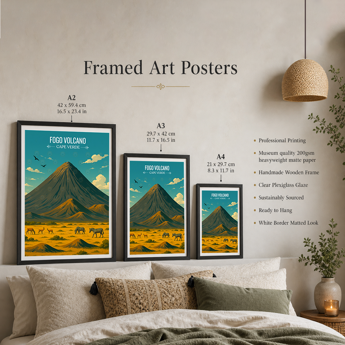 Fogo Volcano - Cape Verde - Travel Art Print Wall Deco Poster