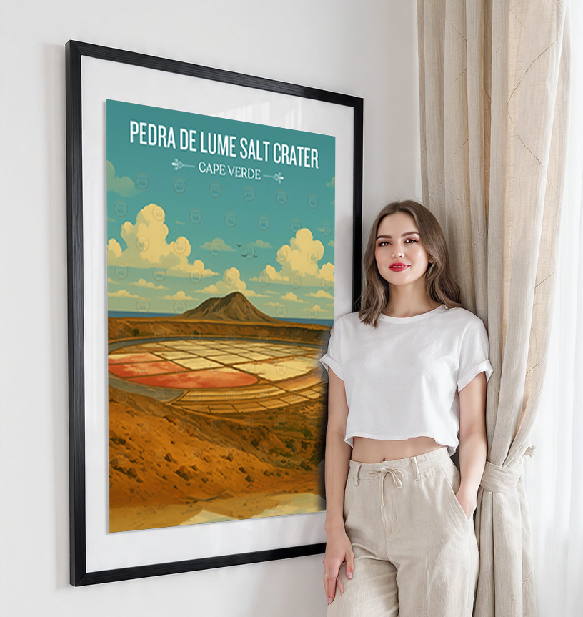 Pedra de Lume Salt Crater - Cape Verde - Travel Art Print Wall Deco Poster