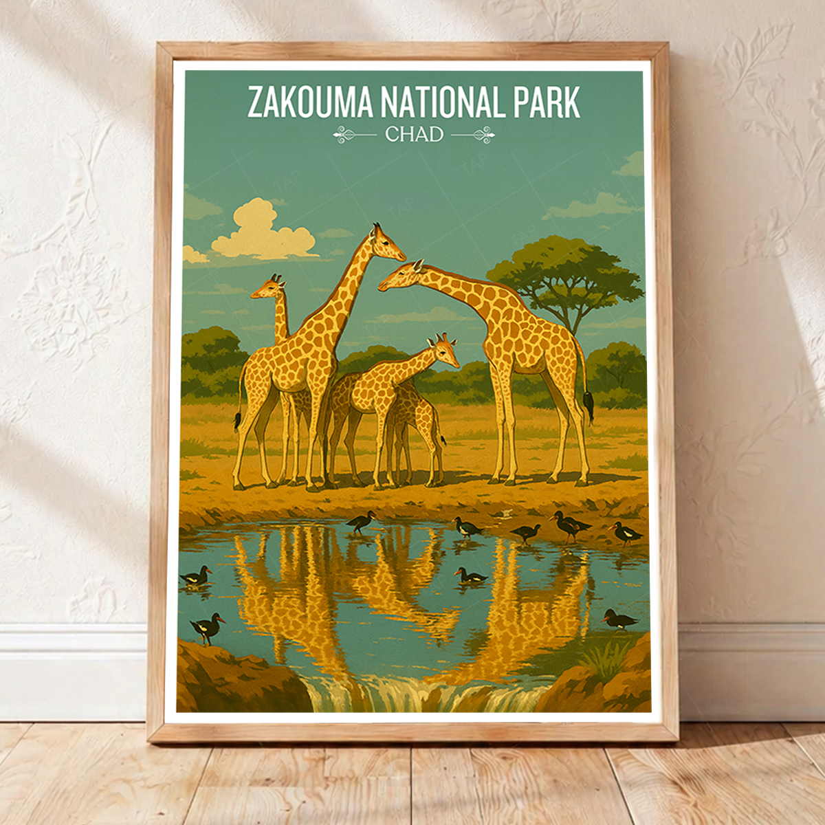 Zakouma National Park travel poster – artwork presentation view 1