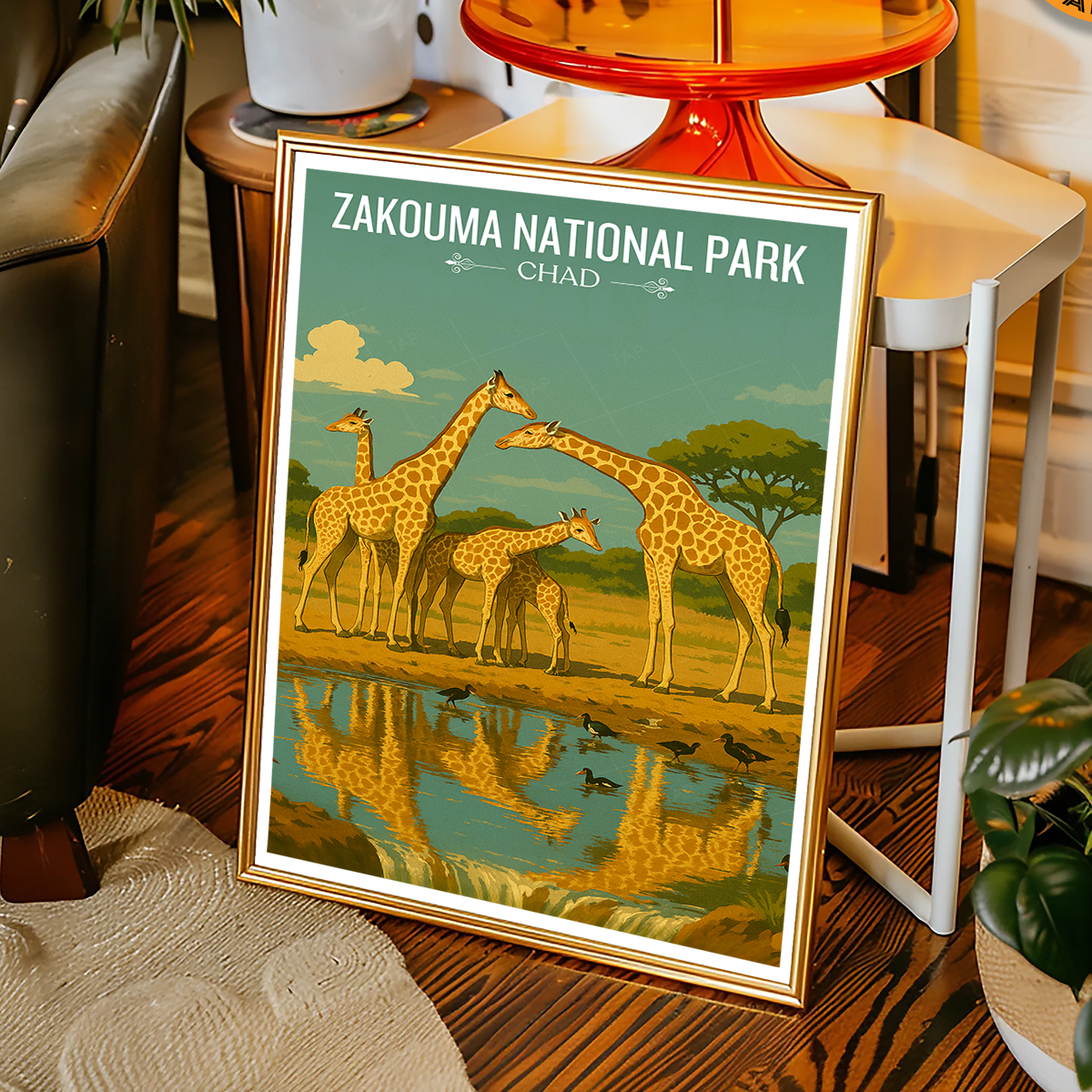 Zakouma National Park travel poster – artwork presentation view 13