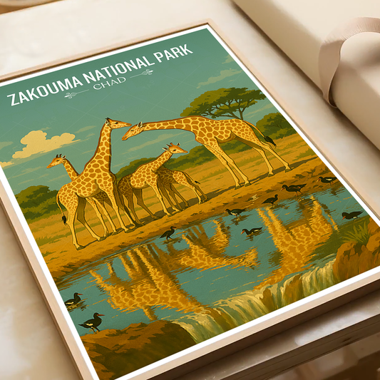 Zakouma National Park travel poster – artwork presentation view 2