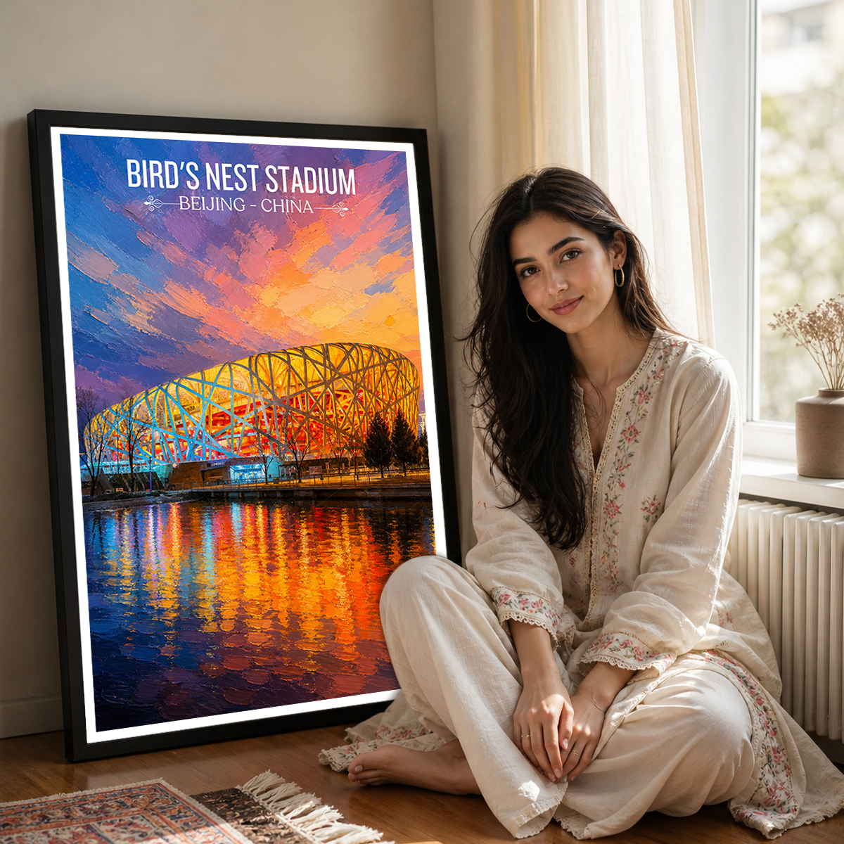 Bird's Nest Stadium - Beijing - China - Travel Wall Art Print - Art Print - Travel Art Poster