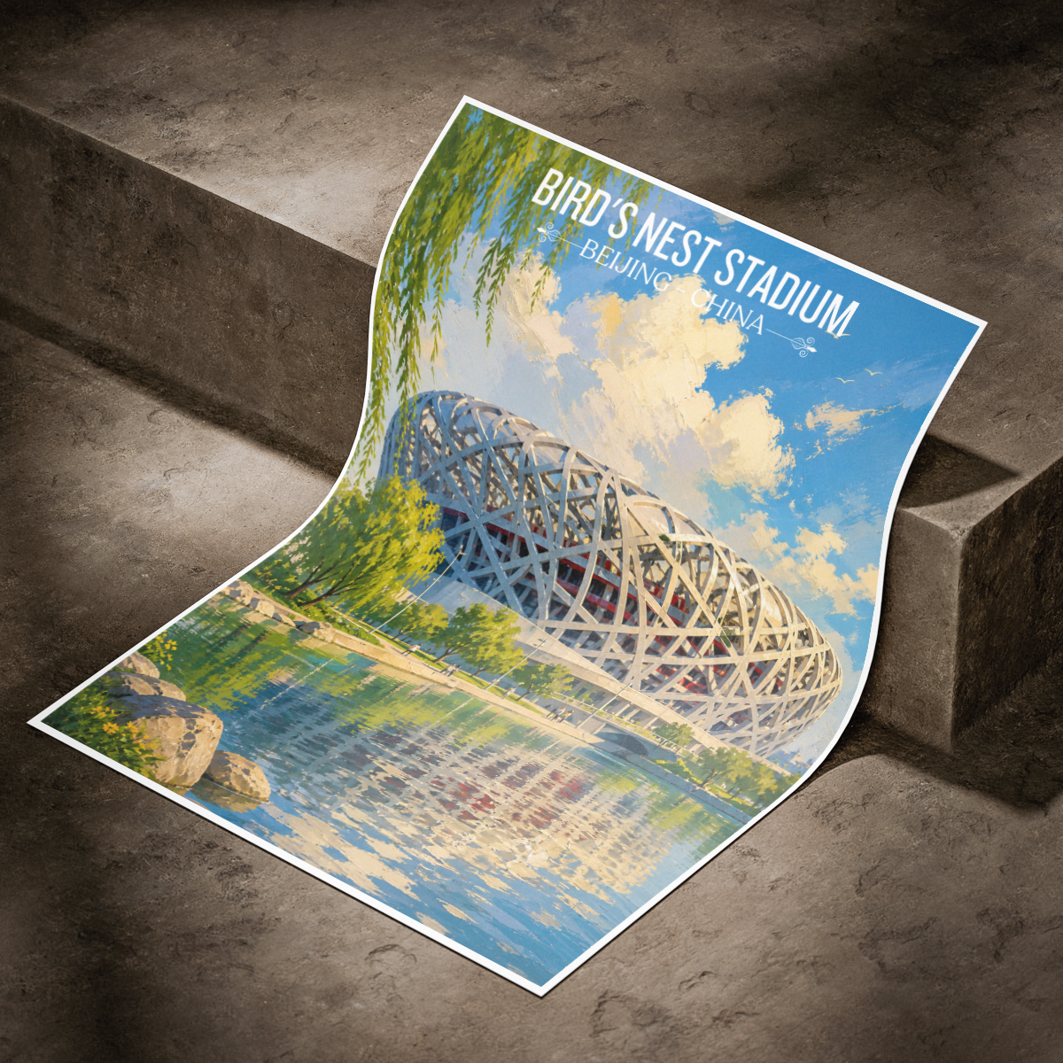Bird's Nest Olympic Stadium - Beijing - China - Travel Wall Art Print - Art Print - Travel Art Poster