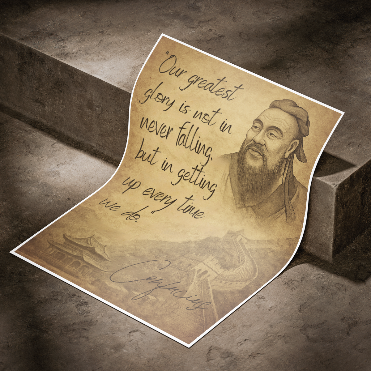 Our Greatest Glory - Confucius - Travel Wall Art Print - Art Print - Travel Art Poster