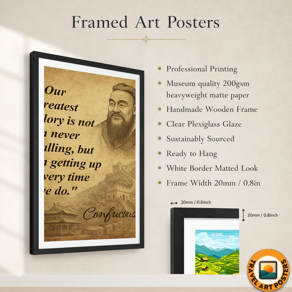 Our Greatest Glory is Not - Confucius - Travel Wall Art Print - Art Print - Travel Art Poster