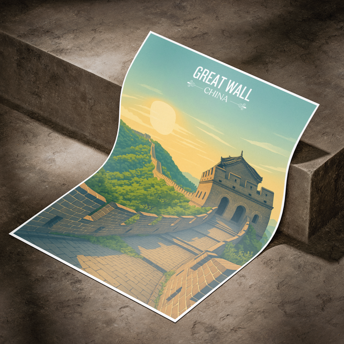 Great Wall Long Wall - Beijing - China - Travel Wall Art Print - Art Print - Travel Art Poster