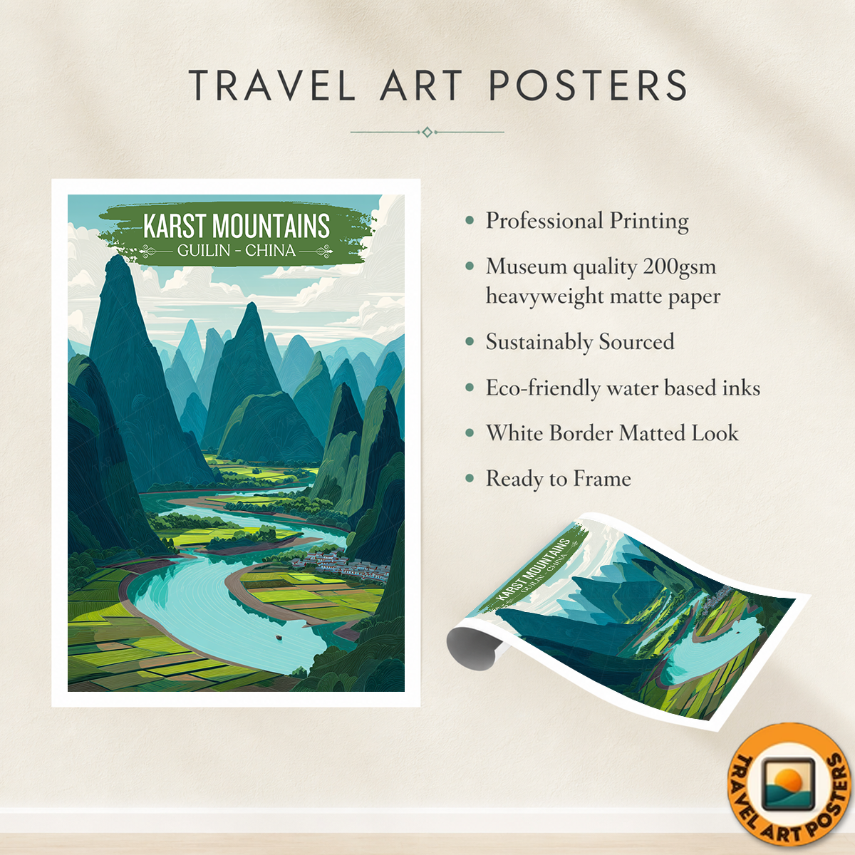 Karst Mountains - Guilin - China - Travel Wall Art Print - Art Print - Travel Art Poster
