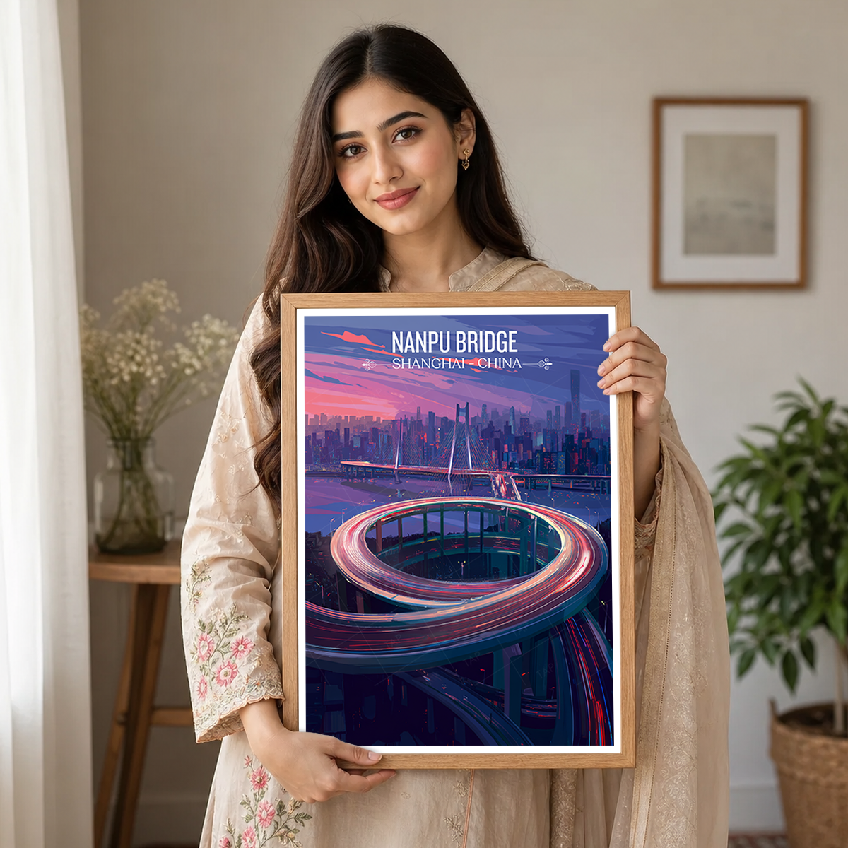 Nanpu Bridge - Shanghai - China - Travel Wall Art Print - Art Print - Travel Art Poster