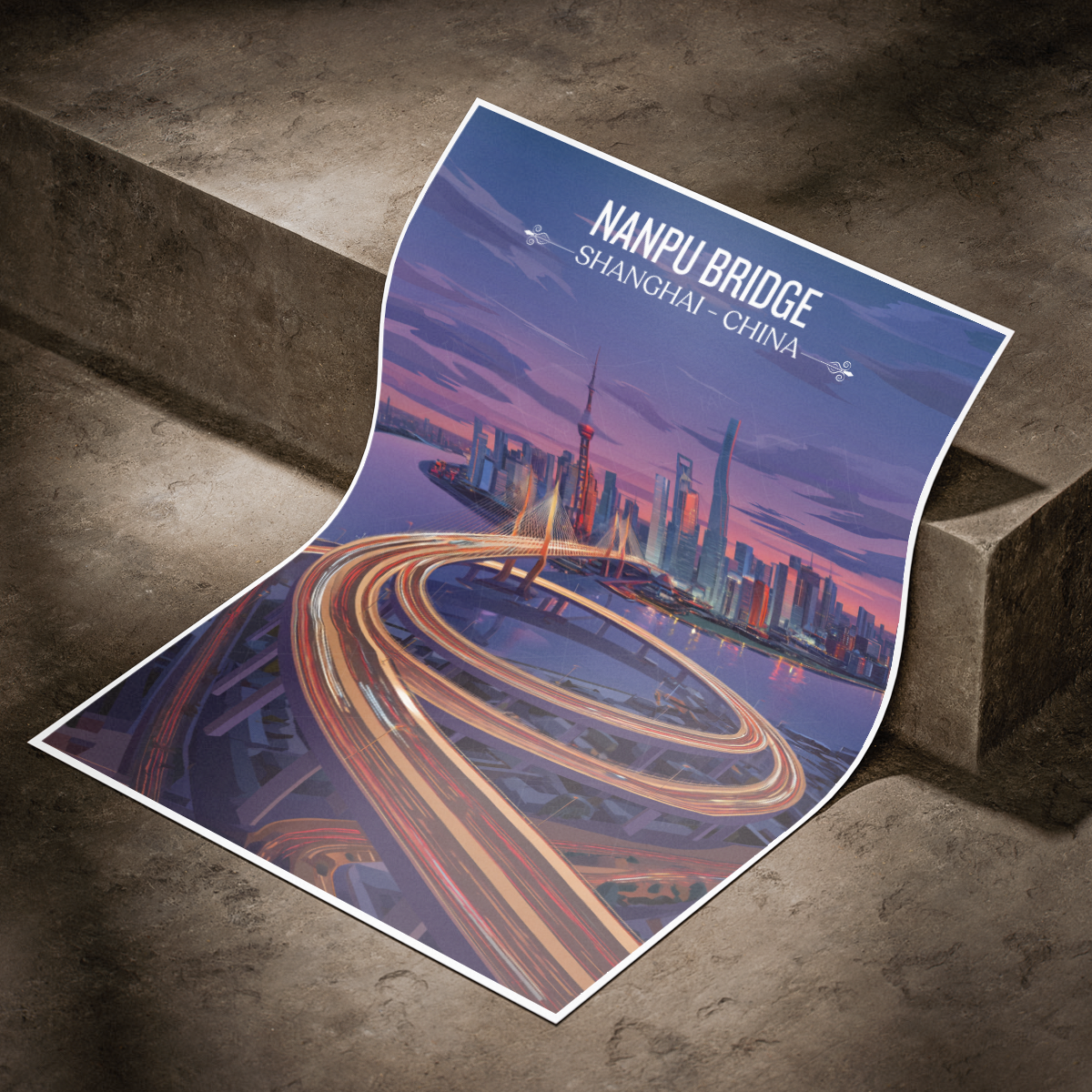 Nanpu Modern Bridge - Shanghai - China - Travel Wall Art Print - Art Print - Travel Art Poster