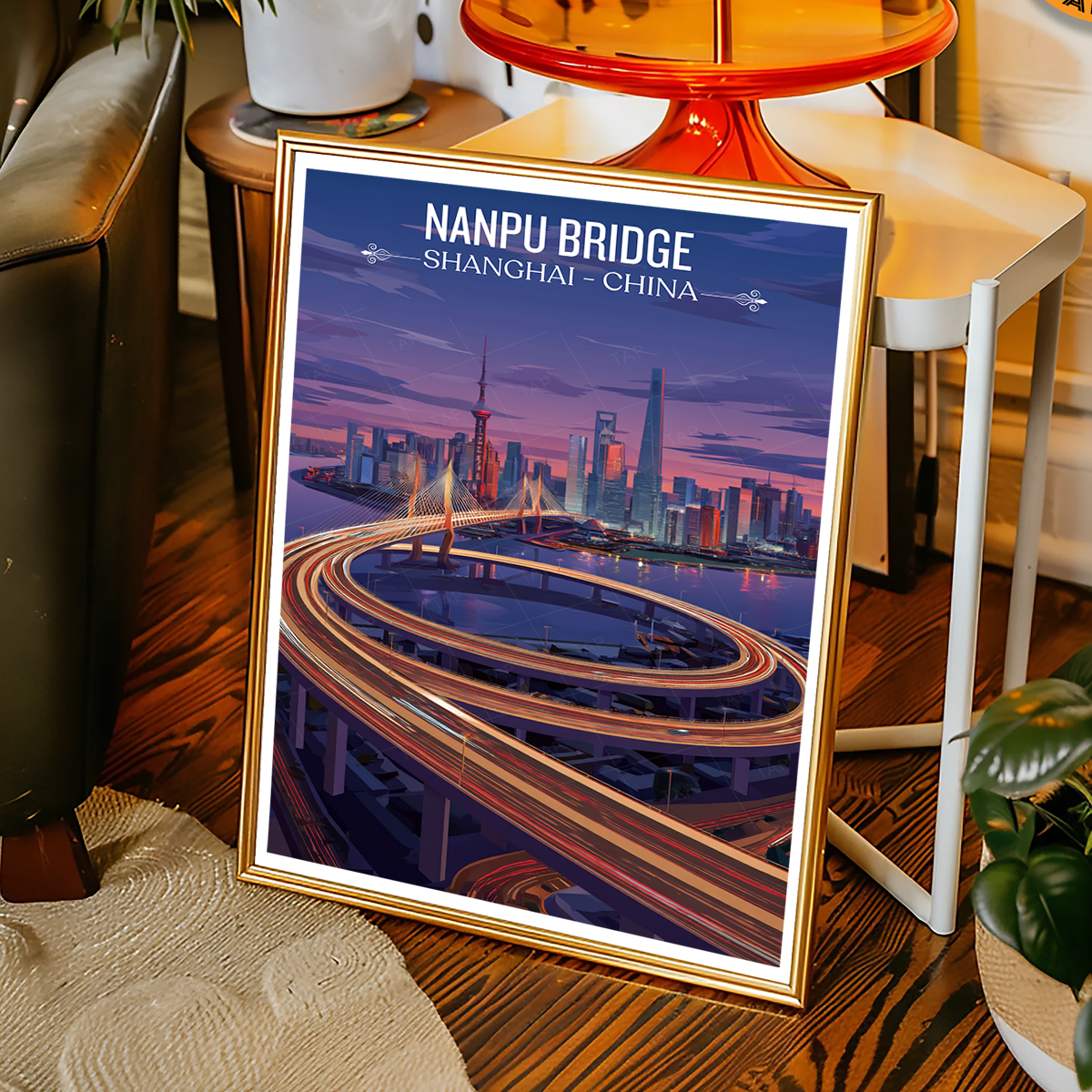 Nanpu Modern Bridge - Shanghai - China - Travel Wall Art Print - Art Print - Travel Art Poster