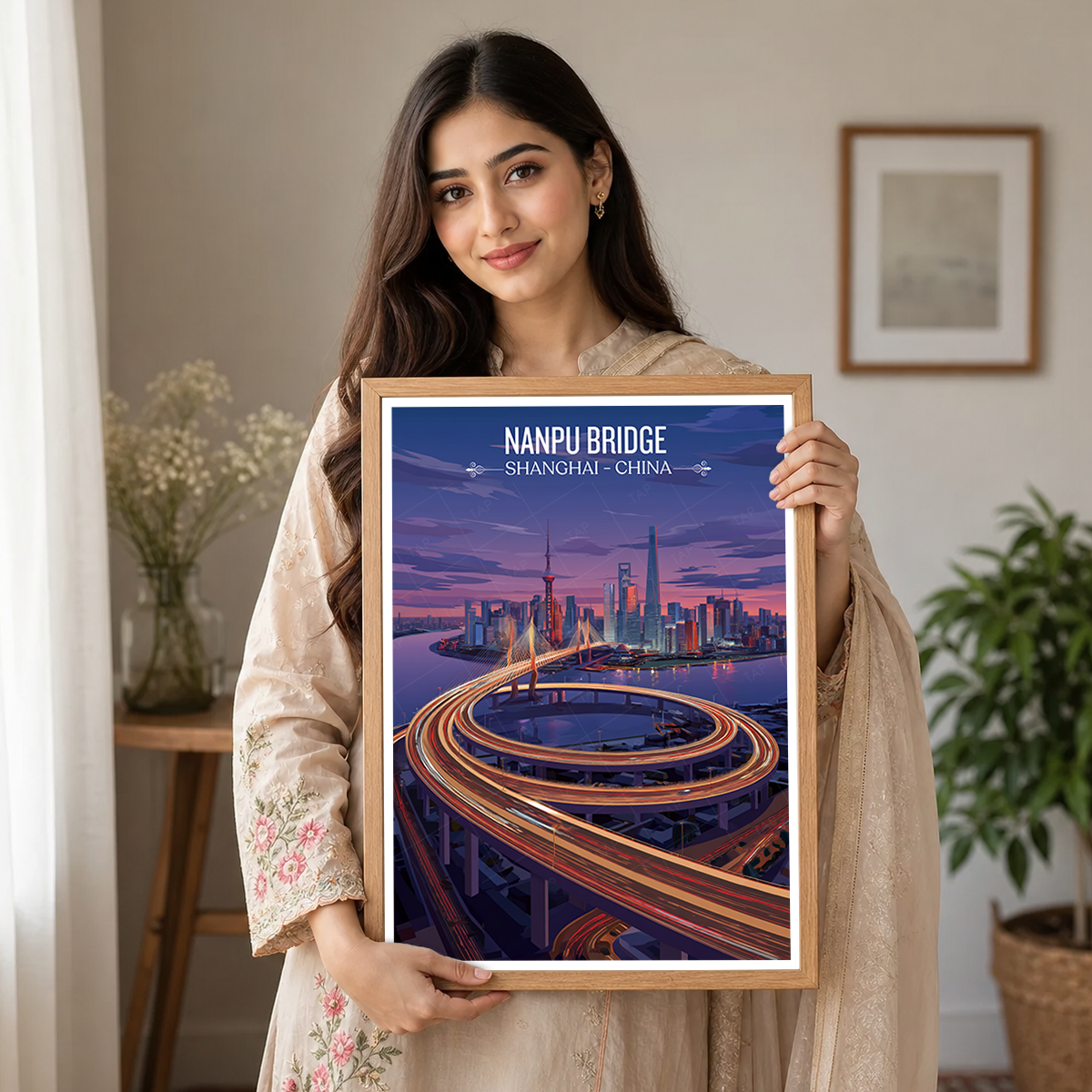 Nanpu Modern Bridge - Shanghai - China - Travel Wall Art Print - Art Print - Travel Art Poster