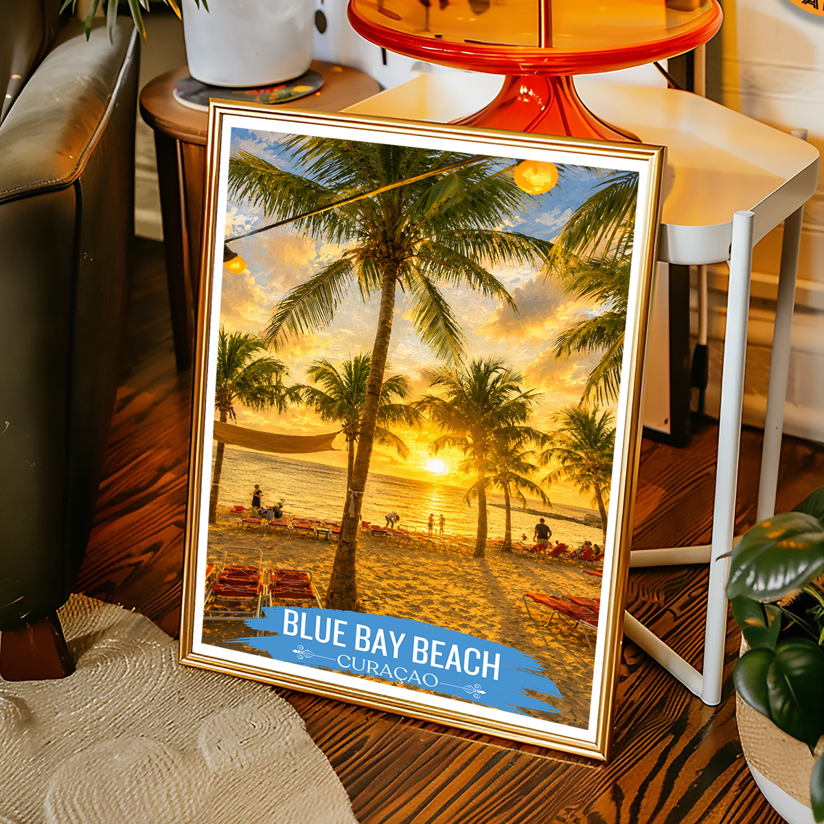 Blue Bay - Curaçao - Travel Wall Art Deco Poster Print