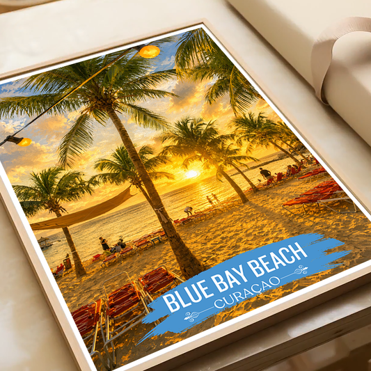 Blue Bay - Curaçao - Travel Wall Art Deco Poster Print