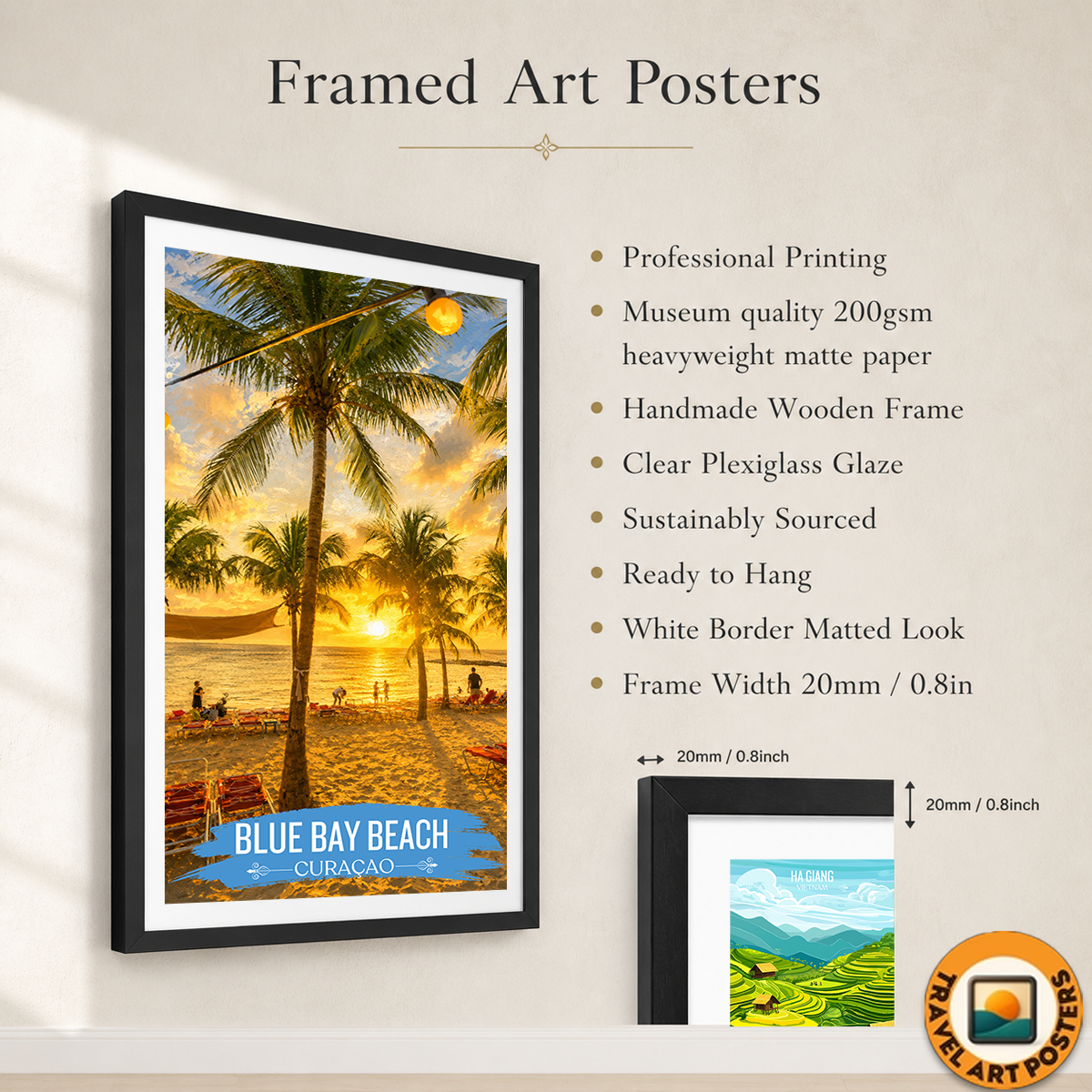 Blue Bay - Curaçao - Travel Wall Art Deco Poster Print