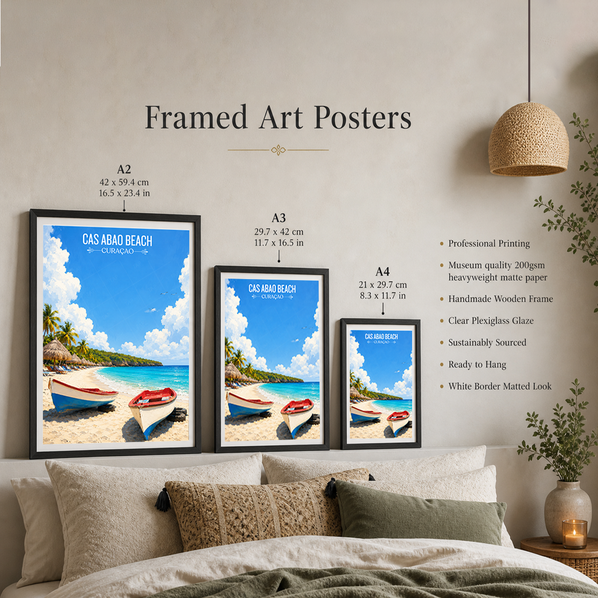 Cas Abao Beach - Curaçao - Travel Wall Art Deco Poster Print